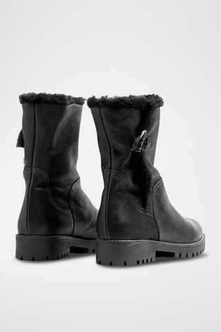 Gevoerde Leren Enkellaarzen Zwart