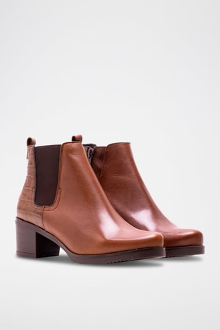 Leren Enkellaarzen Camel