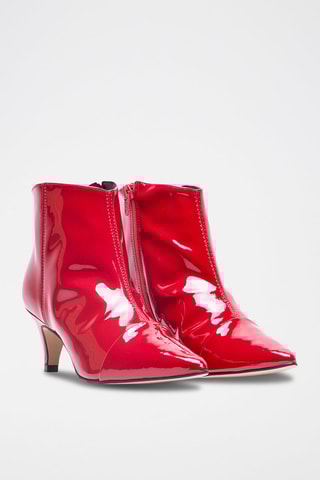 Lakleren Enkellaarzen Rood