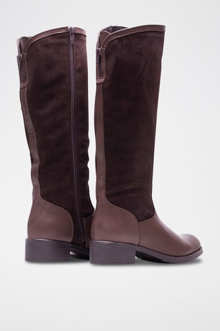 Nubuck en Leren Laarzen Bruin
