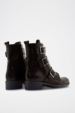 Bottines en croûte de cuir - Marron