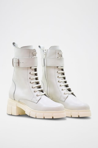 Leren Enkellaarzen Wit