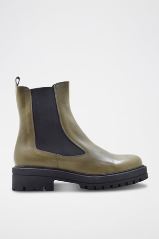 Leren Chelsea Boots Kaki