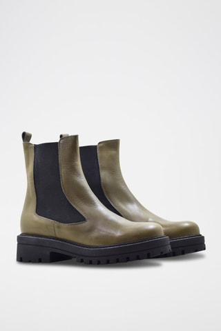 Leren Chelsea Boots Kaki