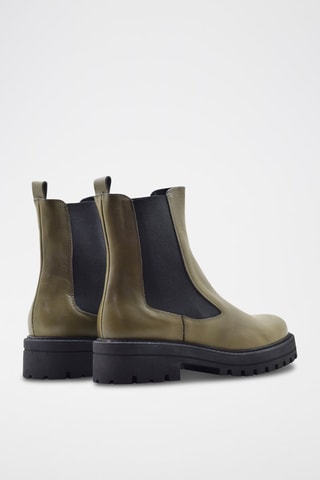 Leren Chelsea Boots Kaki