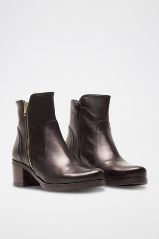 Bottines en cuir nappa - Marron foncé