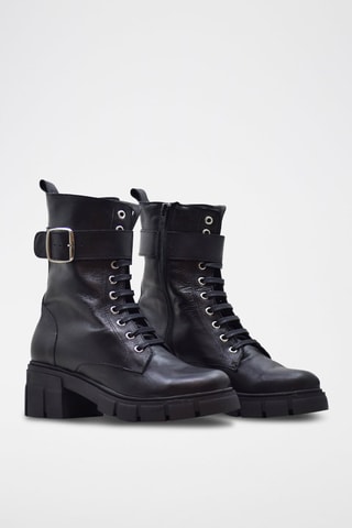 Leren Enkellaarzen Zwart