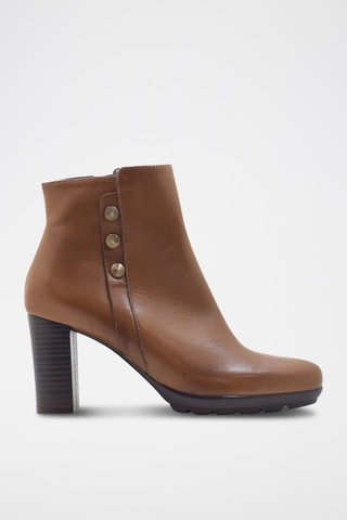 Bottines en croûte de cuir - Camel