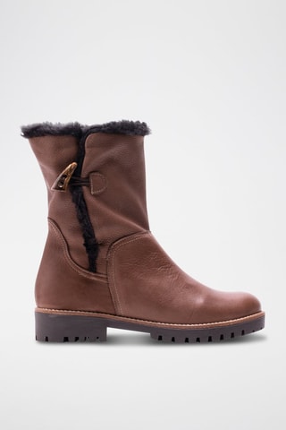 Bottines fourrées en cuir - Marron