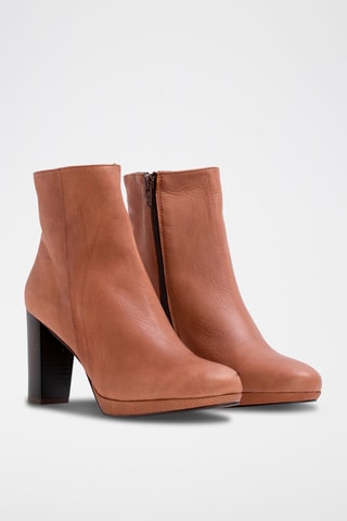 Leren Enkellaarzen Camel