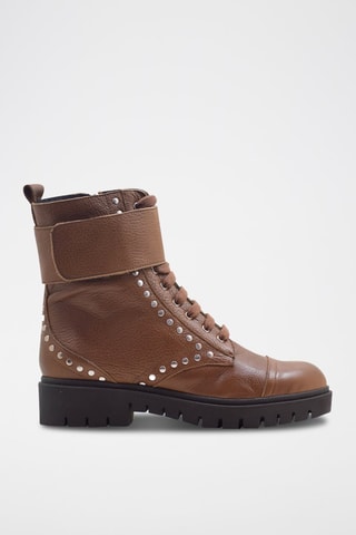 Leren Enkellaarzen Camel