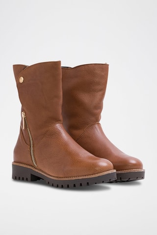 Leren Enkellaarzen Bruin