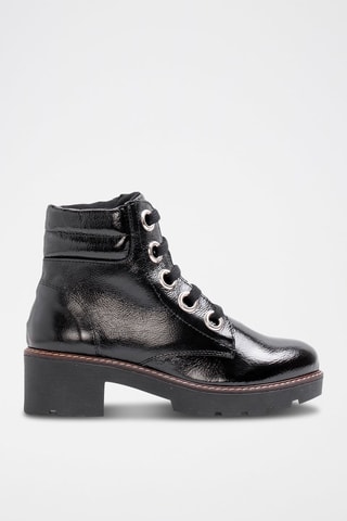 Lakleren Enkellaarzen Zwart