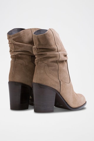 Leren Enkellaarzen Beige