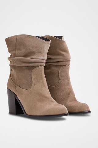 Leren Enkellaarzen Beige