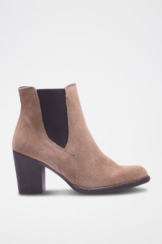 Leren Enkellaarzen Beige