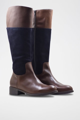 Leren Laarzen Bruin en Blauw