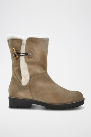 Gevoerde Leren Enkellaarzen - Bruin