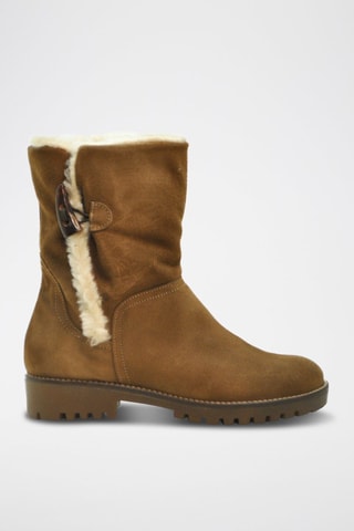 Gevoerde Leren Enkellaarzen - Bruin