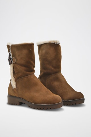 Gevoerde Leren Enkellaarzen - Bruin