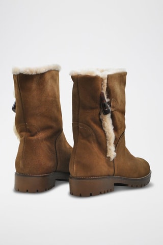 Gevoerde Leren Enkellaarzen - Bruin