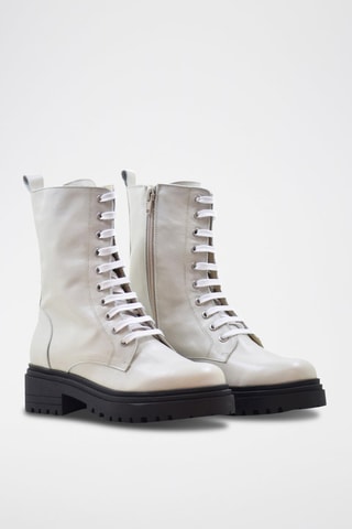 Leren Enkellaarzen Wit