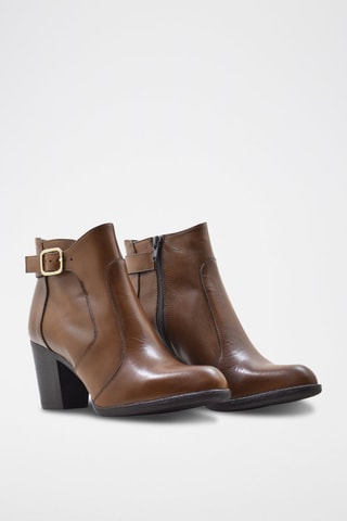 Leren Enkellaarzen Camel