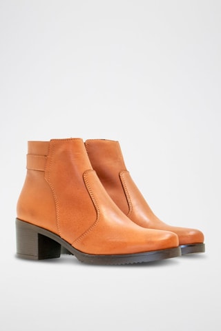 Leren Enkellaarzen - Camel