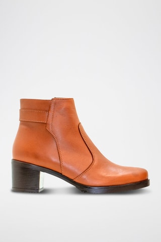 Leren Enkellaarzen - Camel