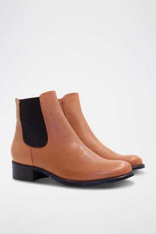 Leren Enkellaarzen - Camel