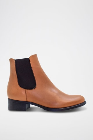 Leren Enkellaarzen - Camel