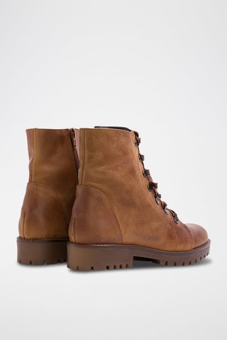 Leren Enkellaarzen - Camel