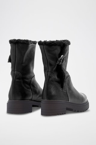 Gevoerde Leren Enkellaarzen - Zwart