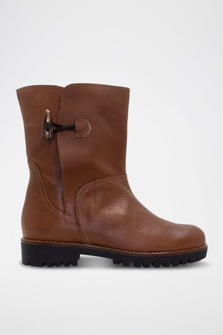 Leren Enkellaarzen - Lichtbruin