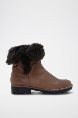 Leren Enkellaarzen - Camel