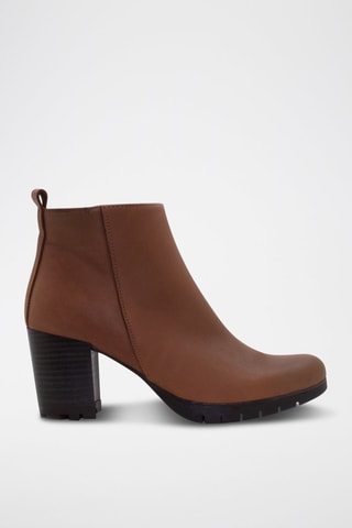 Leren Enkellaarzen - Camel