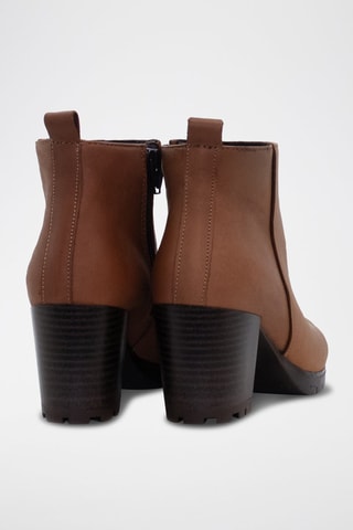 Leren Enkellaarzen - Camel