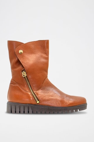 Leren Enkellaarzen - Camel