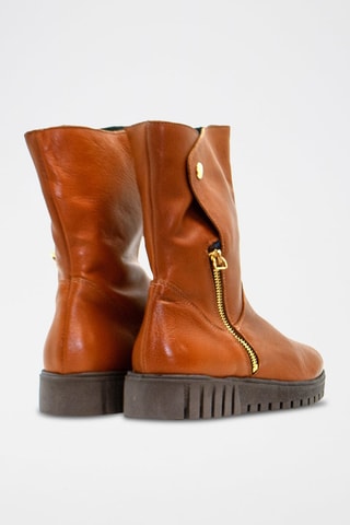 Leren Enkellaarzen - Camel