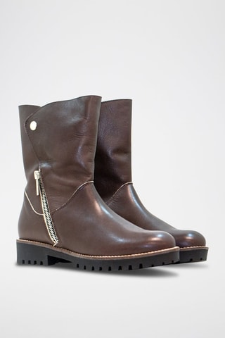 Leren Enkellaarzen - bruin