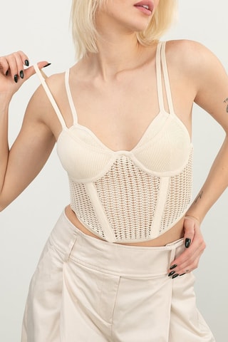 Mouwloze top - Beige