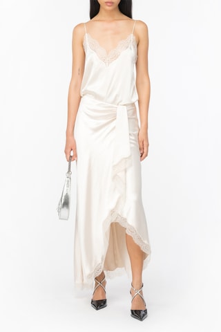 Lange Asymmetrische Wikkelrok - Ecru