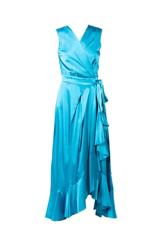 Ramie Mouwloze Jurk - Turquoiseblauw