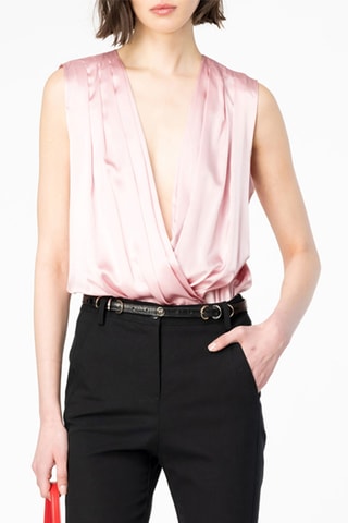 Mouwloze Zijde Bodysuit - Zachtroze