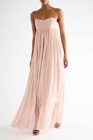 Strapless Mouwloze Jurk- Zachtroze