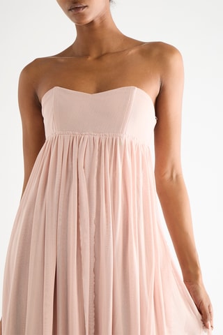 Strapless Mouwloze Jurk- Zachtroze