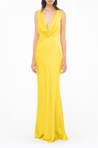 Lange mouwloze jurk - Geel