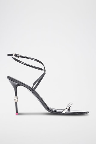 Gelakte sandalen met hak - Zwart