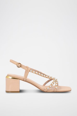 Geitenleren Sandalen met Hak - Nude
