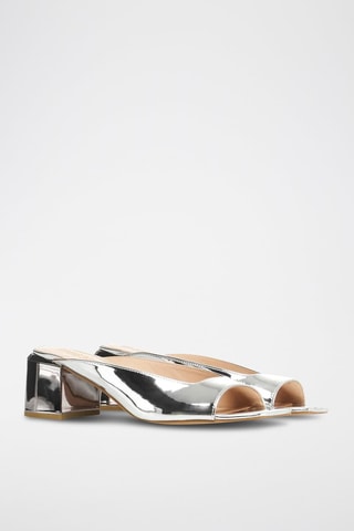 Mules à talons vernies - Argenté